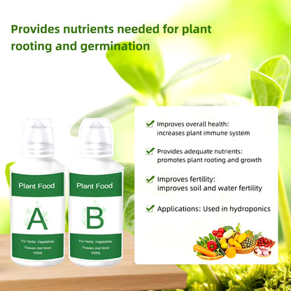 2Pcs/Box General Hydroponic Nutrient Liquid a and B Fertilizer Solution Kit for Growing Plant Flowers Food Vegetable Fruit 200ML