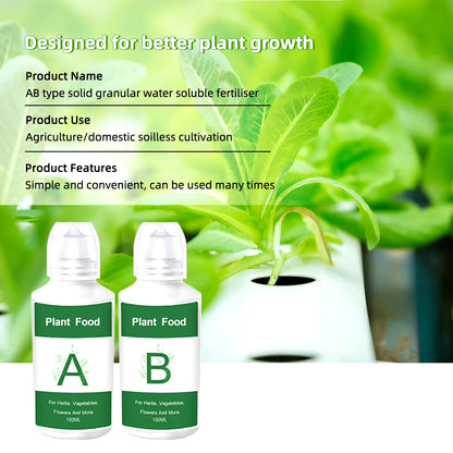 2Pcs/Box General Hydroponic Nutrient Liquid a and B Fertilizer Solution Kit for Growing Plant Flowers Food Vegetable Fruit 200ML